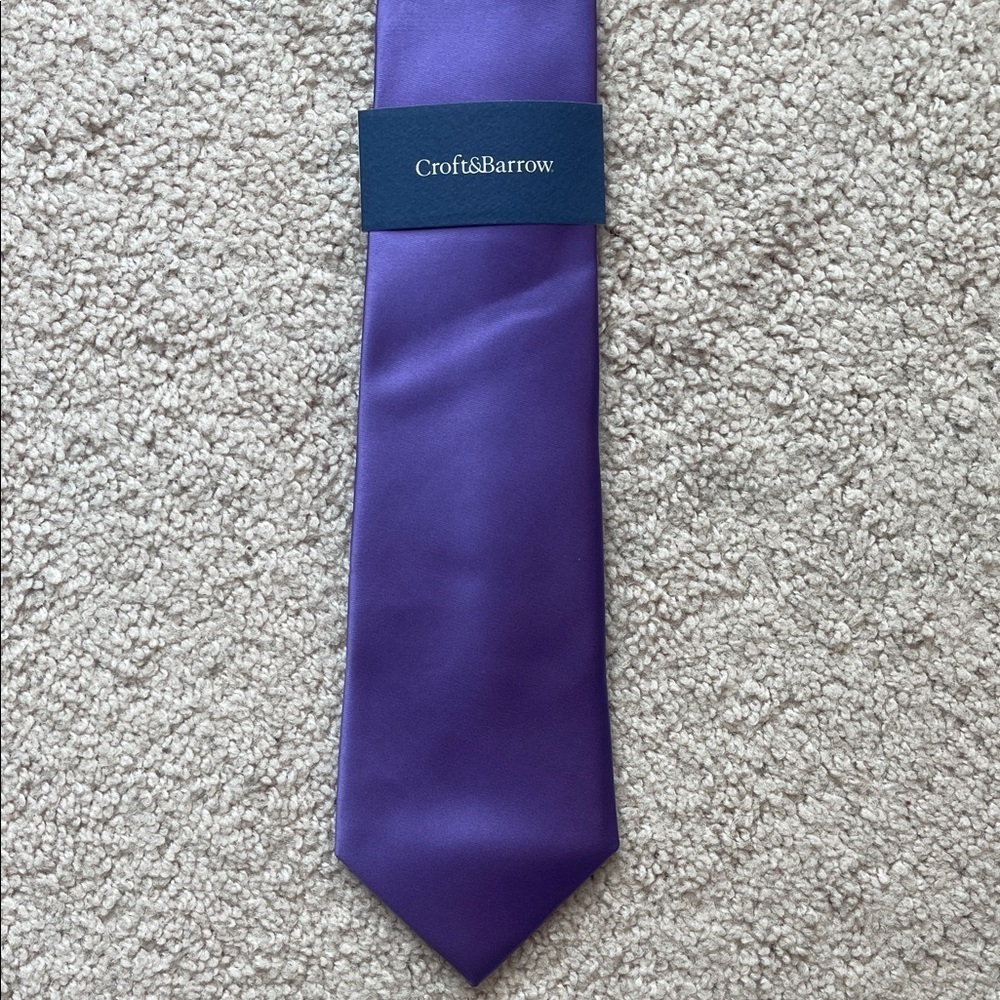 NWT Croft & Barrow Rich Purple Men's Zip Up Tie - Picture 3 of 6